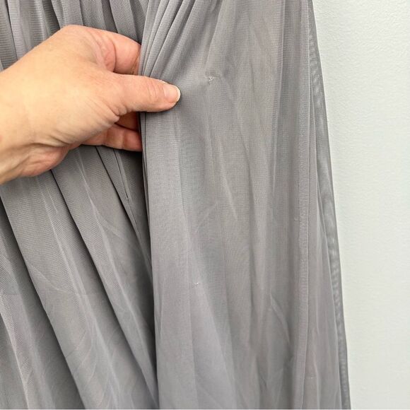 David’s Bridal Short Mesh Bridesmaid Dress with Cowl Back F16007 Mercury Gray 0 - Picture 7 of 16